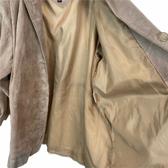 Suede Shirt Jacket Comint Women's Vintage 80s Tan Genuine Leather size M Retro - Picture 5 of 12